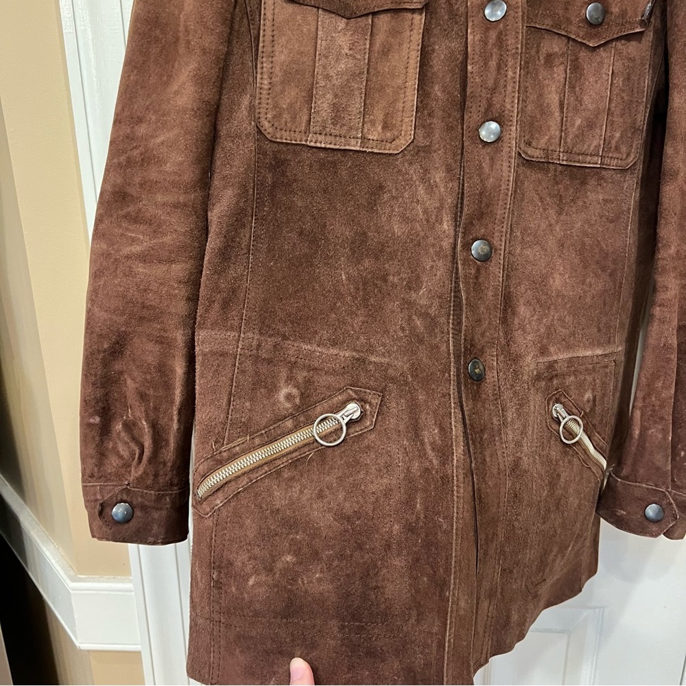 Vintage Brown Suede 100% Genuine Leather Jacket Made in Spain Women's Large - Picture 4 of 13